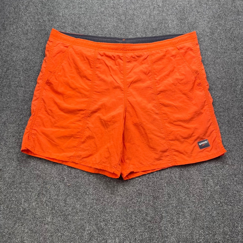 Speedo Swim Trunks Board Shorts Orange Solid‎ Nylon Mesh Lined 7320187